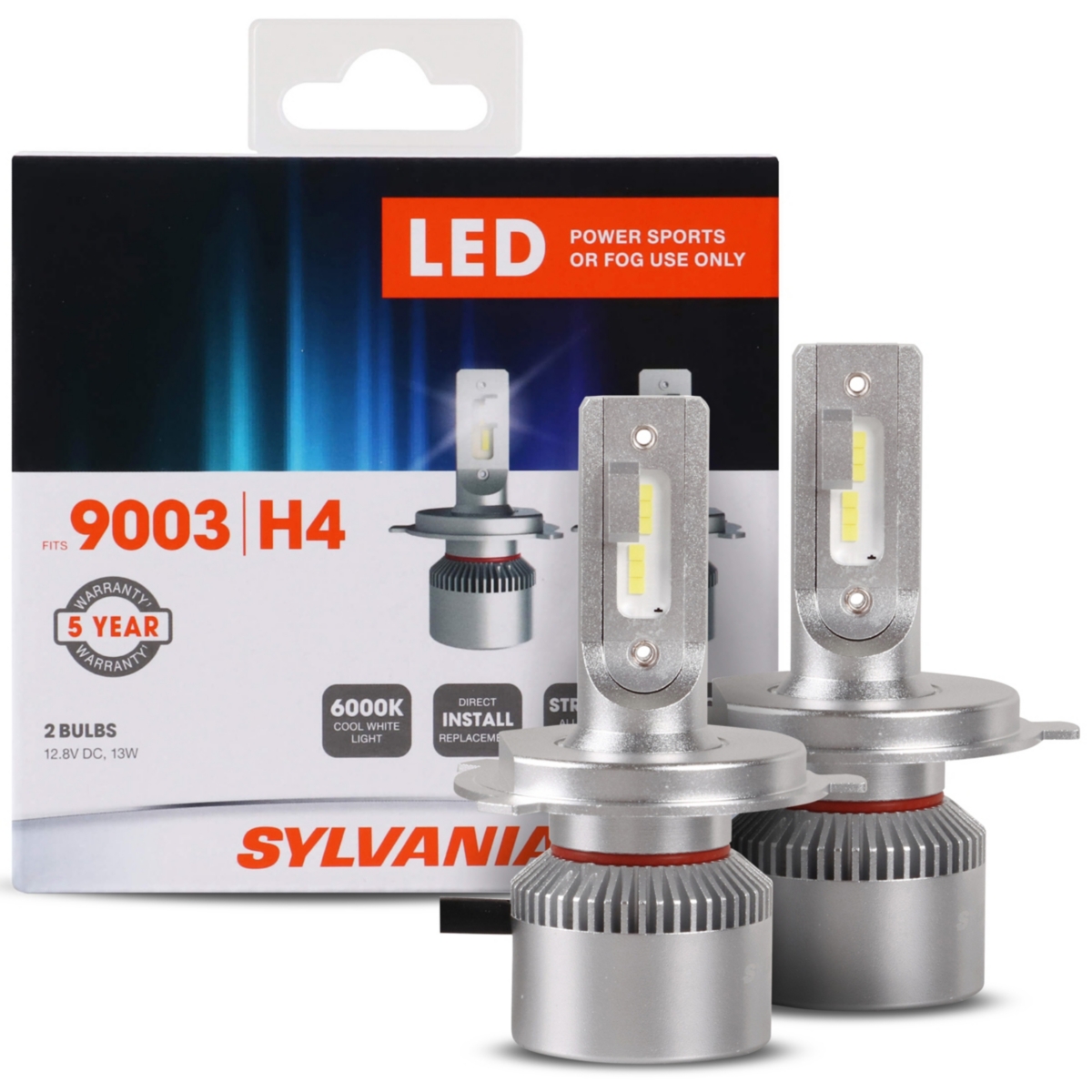 Sylvania 9003 H4 Led Powersport Headlight Bulbs for Off-Road Use or Fog Lights - 2 Pack