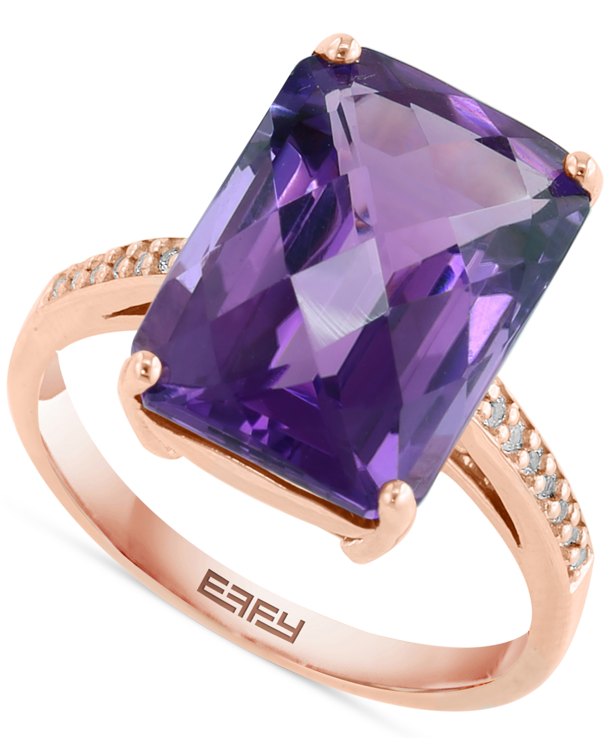 Effy Collection Effy Amethyst (6-3/4 Ct. T.w.) & White Sapphire (1/10 Ct. T.w.) Statement Ring In 14k Rose Gold-plat In K Yellow