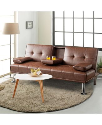 1 piece  Leather Convertible Folding Futon Sofa Bed