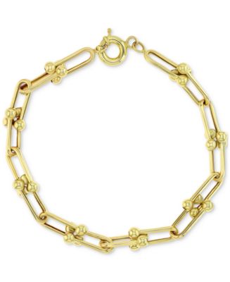 Polished U-Link Chain Bracelet in 10k Gold - Macy's