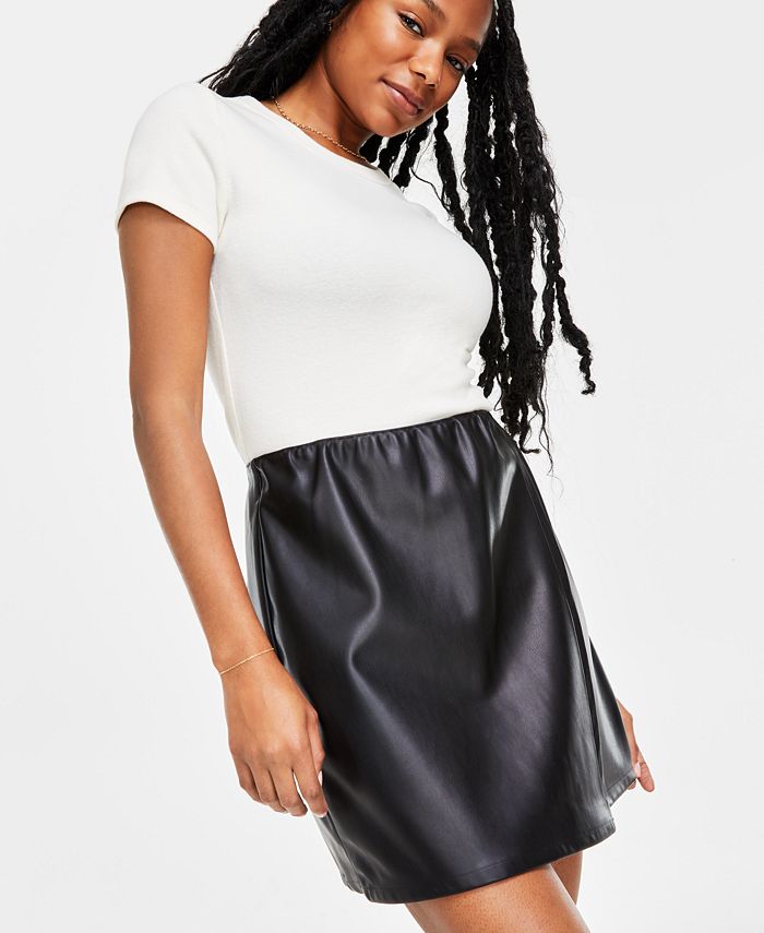And Now This Women's Faux-Leather Pull-On Faux-Wrap Skirt - Macy's