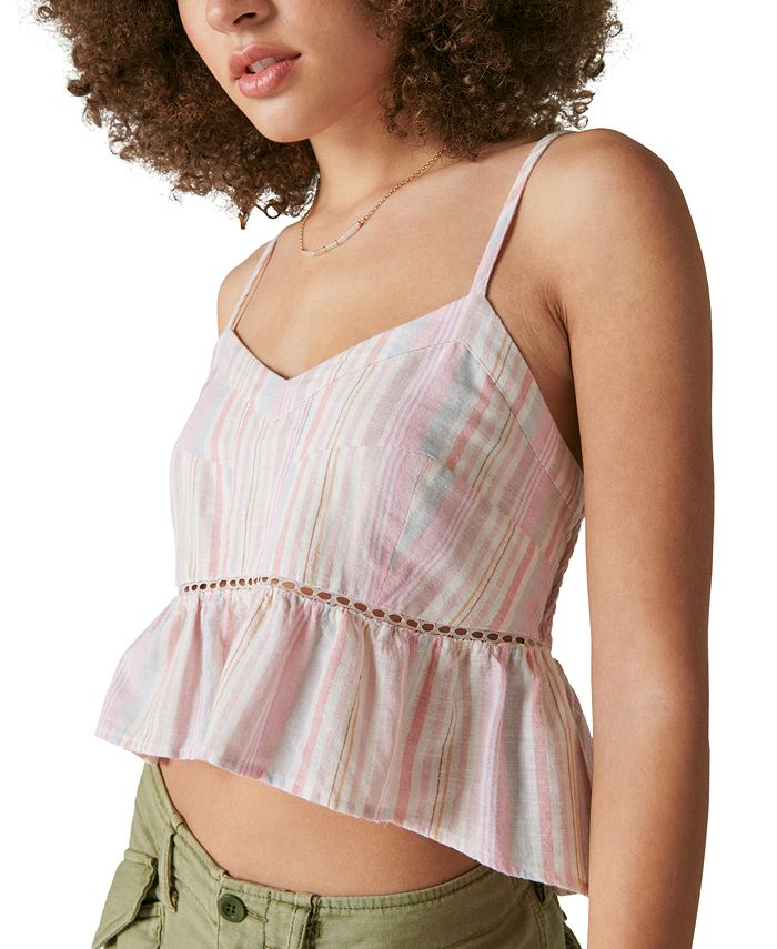 Lucky Brand Women's Striped Camisole Crop Top Macy's