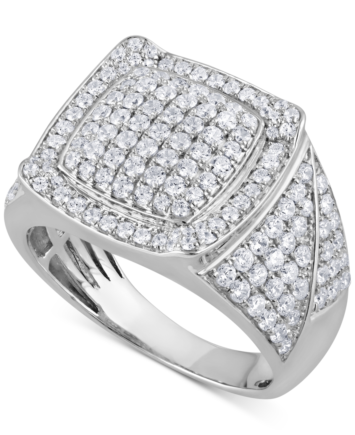 Macy's Men's Diamond Pave Cluster Ring (2 Ct. T.w.) In 10k White Gold