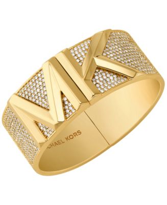 Michael Kors Platinum-Plated or 14K Gold-Plated Brass Wide Faceted MK ...