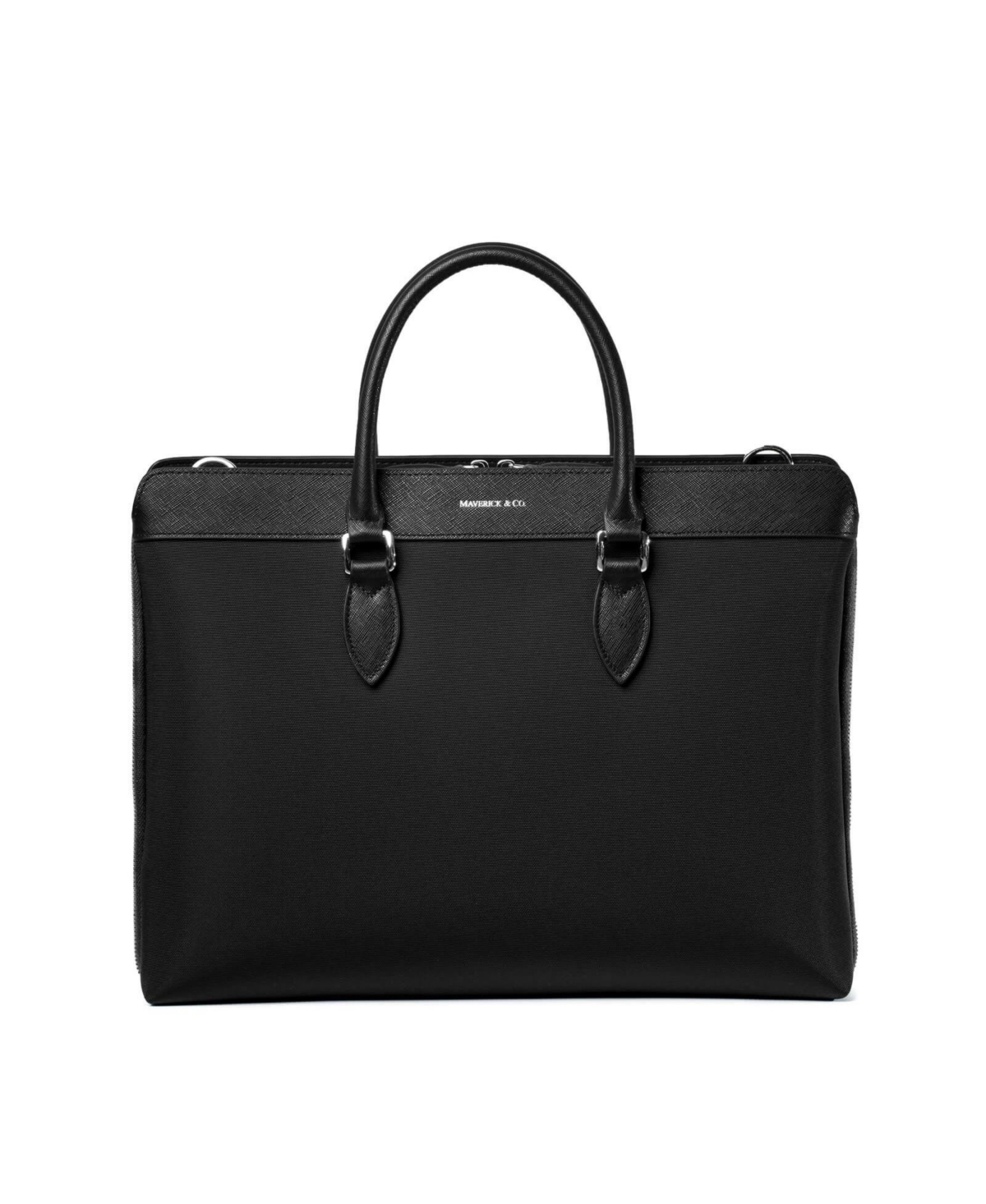 Men's Alpha Leather Trimmed Briefcase - Black