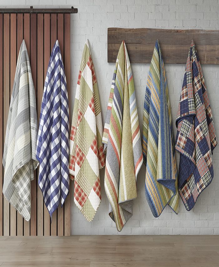 Eddie Bauer Yakima Valley Stripe Reversible 3 Piece Quilt Set, Full