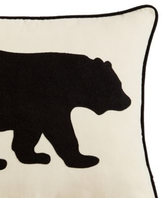 Bear Applique Grey Felt Decorative Pillow, 16" x 20"