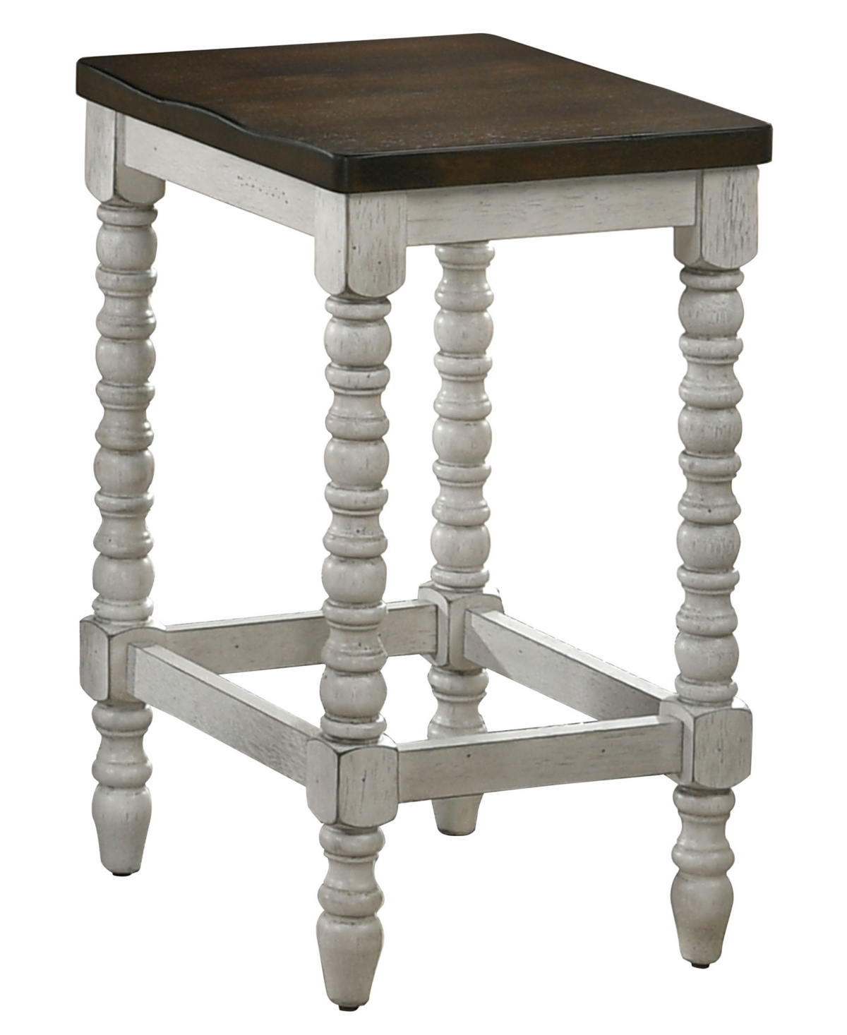 Furniture of America Hollia Farmhouse 2 Piece Solid Wood Counter Height Stools Set - Dark Walnut and Antique-Like White