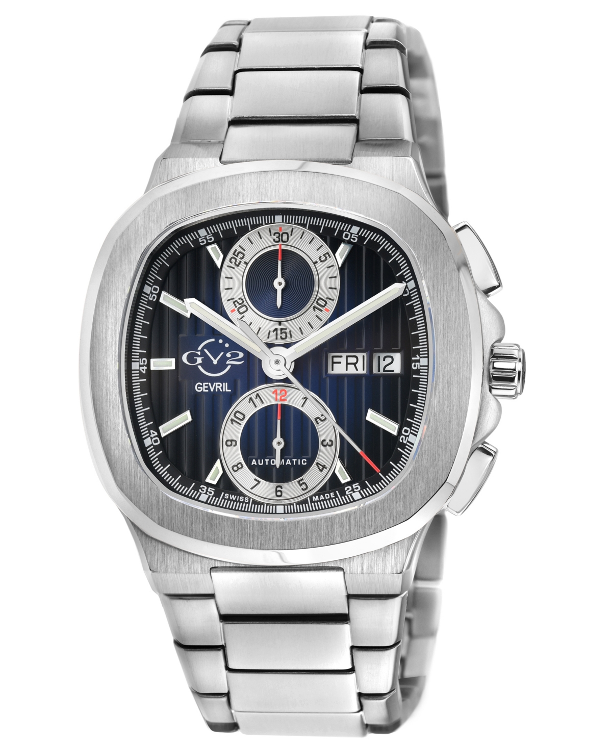 Gv2 By Gevril Men's Potente Chronograph Swiss Automatic Silver-tone Stainless Steel Watch 40mm