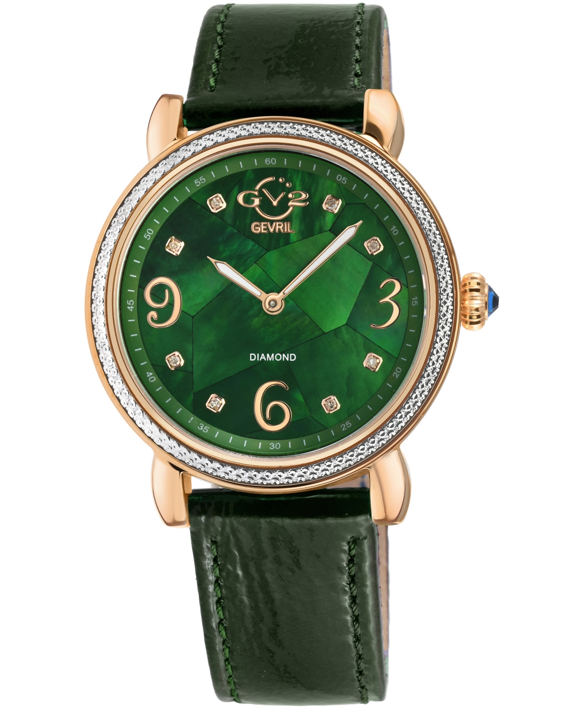 Gv2 By Gevril Women's Ravenna Swiss Quartz Green Leather Watch 37mm In Rose
