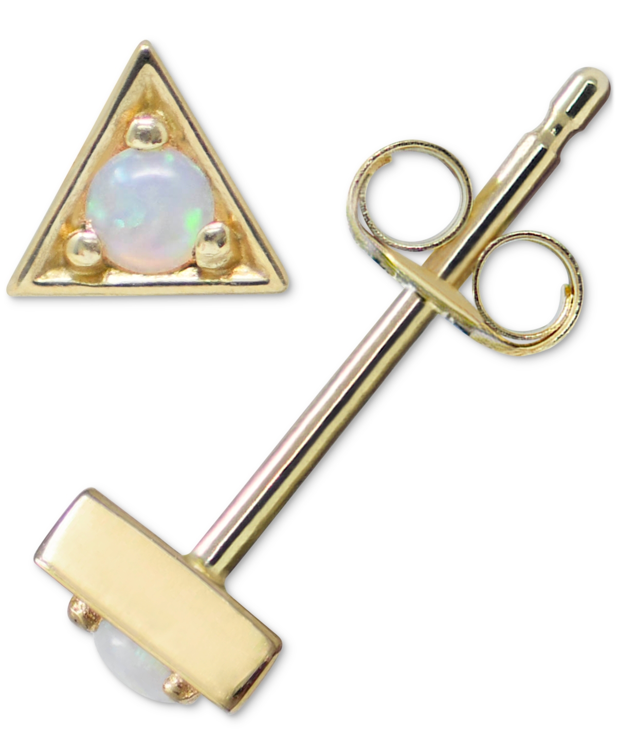 Anzie Emerald Triangle Stud Earrings in 14k Gold (Also in Turquoise, Australian Opal, & Sapphire)