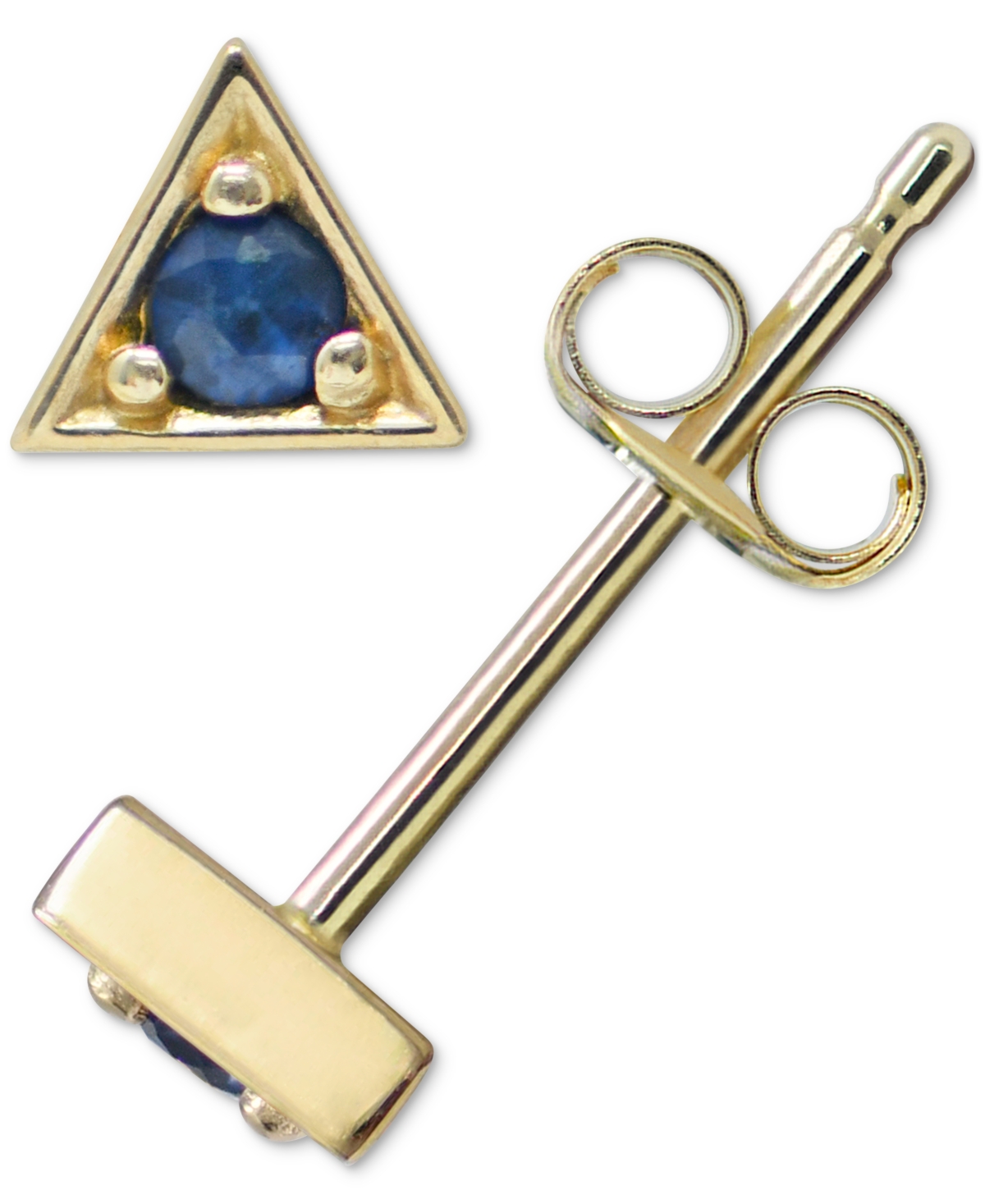 Anzie Emerald Triangle Stud Earrings in 14k Gold (Also in Turquoise, Australian Opal, & Sapphire)