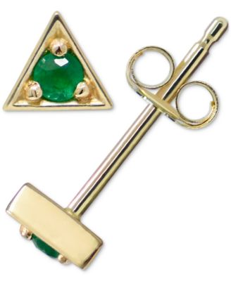 Anzie - Emerald Triangle Stud Earrings in 14k Gold (Also in Turquoise, Australian Opal, & Sapphire)