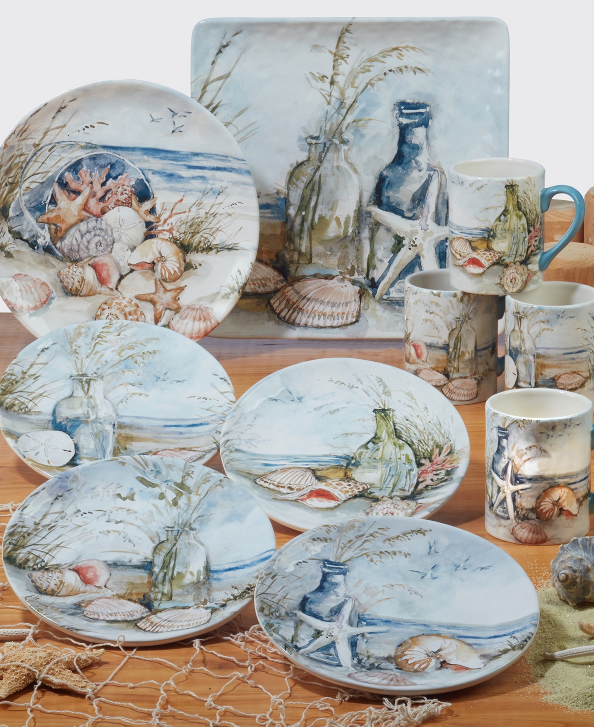 Certified International Coastal Landscape Set of 4 Salad Plate