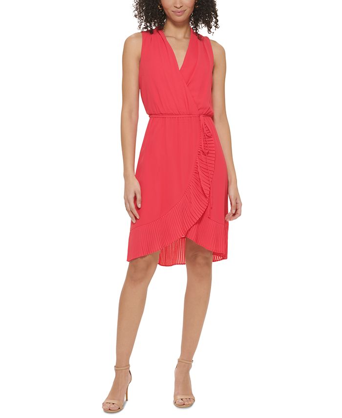 Jessica Howard Women s Pleated Ruffle Sleeveless Dress Macy s