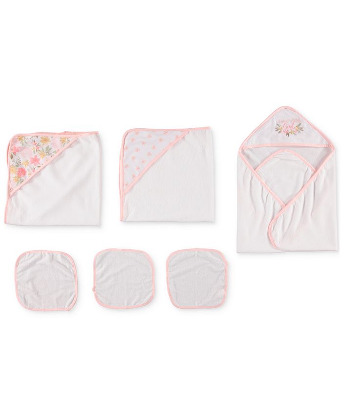 Chickpea Baby Girls Hooded Bath Towel and Washcloth, 6 Piece Set Macy's