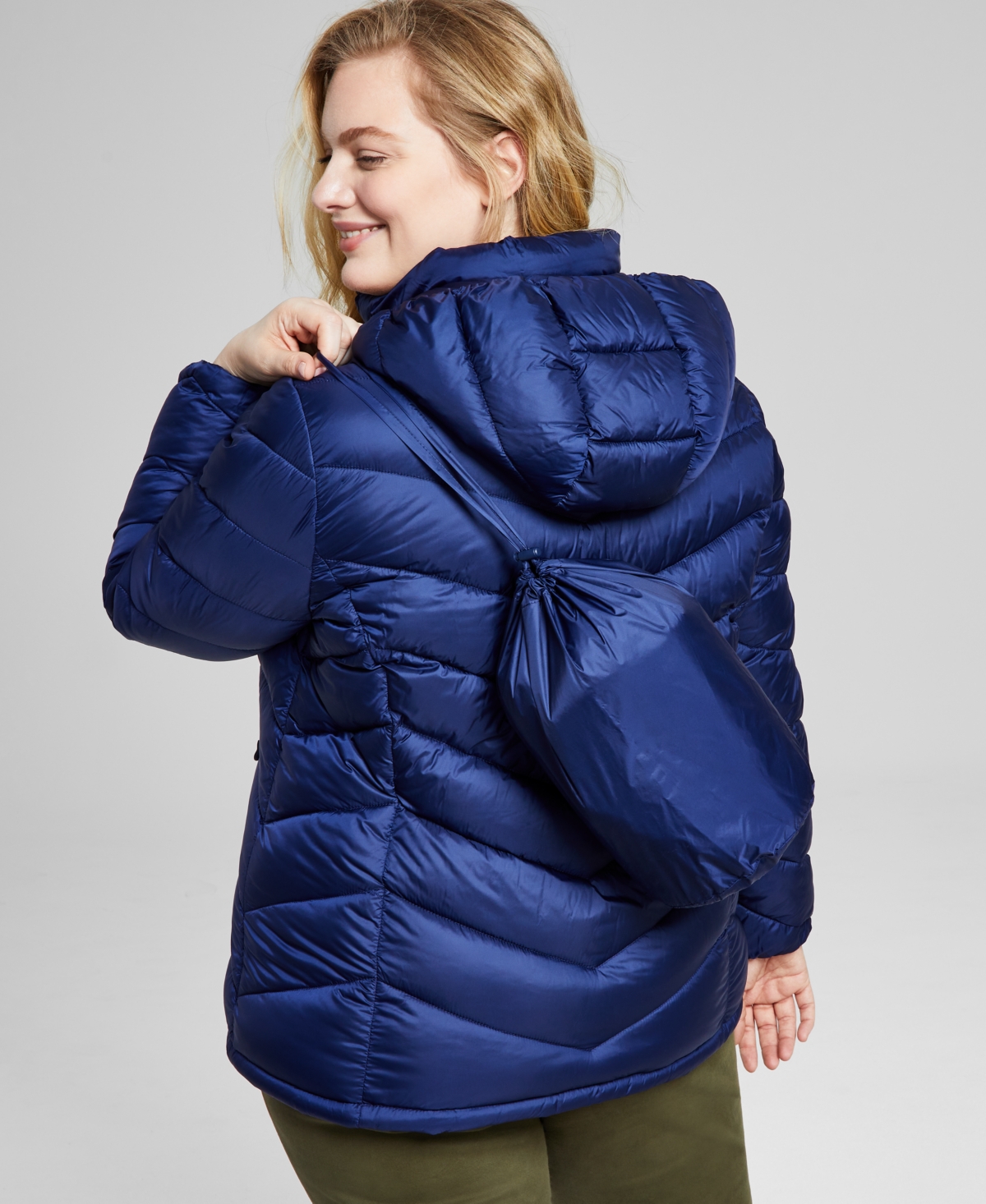 CHARTER CLUB PLUS SIZE PACKABLE HOODED PUFFER COAT, CREATED FOR MACY'S 