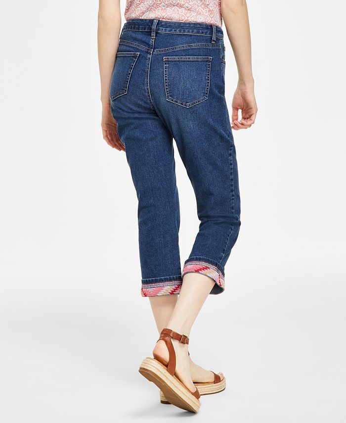 Style & Co Women's Embroidered Curvy Capri Jeans, Regular & Petite