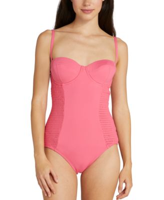 kate spade new york - Women's Smocked Underwire One-Piece Swimsuit