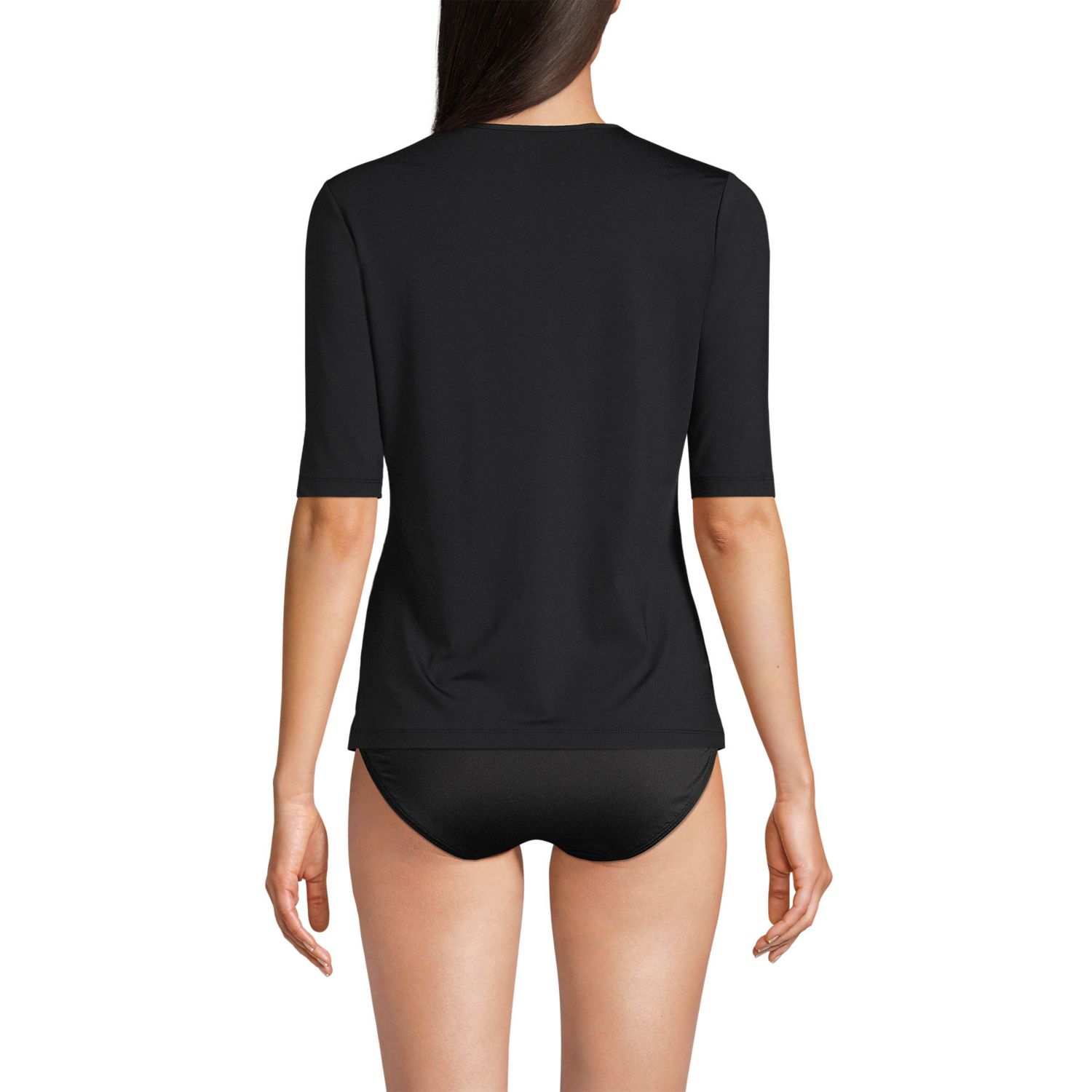 Women's Long Torso SunShade UPF 50 Elbow Sleeve Rash Guard Swim Tee