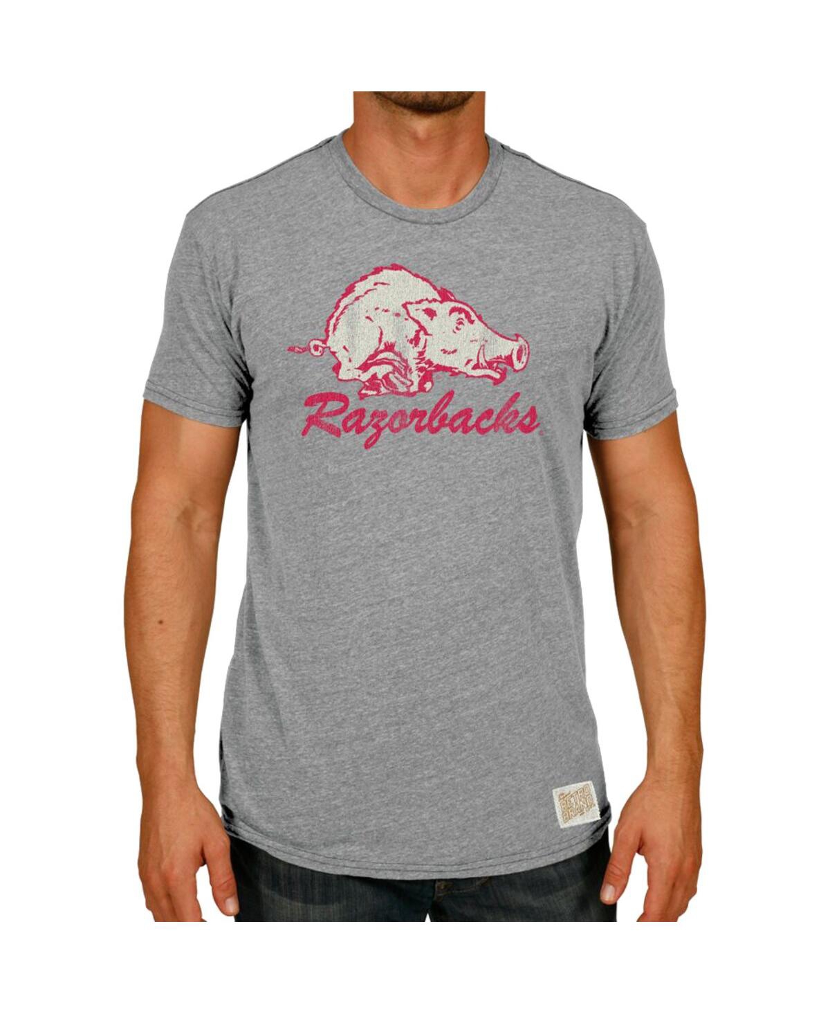 Men's Original Retro Brand Heather Gray Arkansas Razorbacks Vintage-Like Hog Tri-Blend T-shirt - Heather Gray