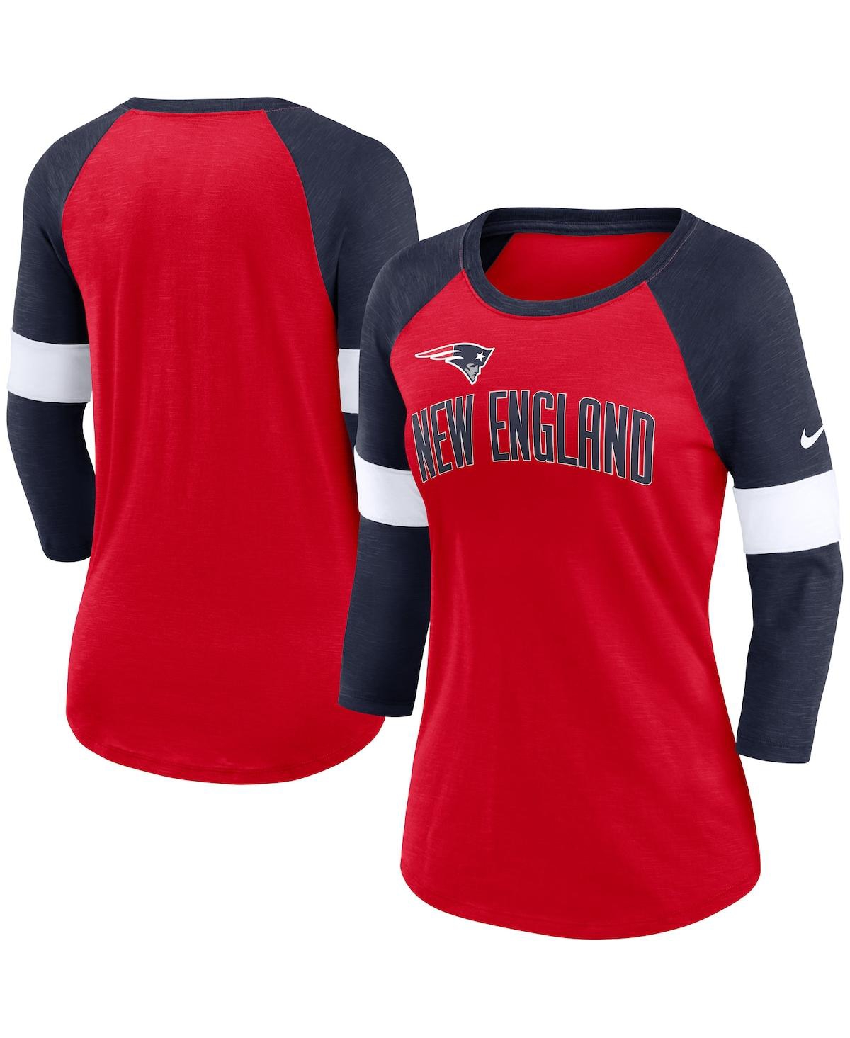 Nike Women's Pride (nfl New England Patriots) 3/4-sleeve T-shirt In Heather Red,heather Navy