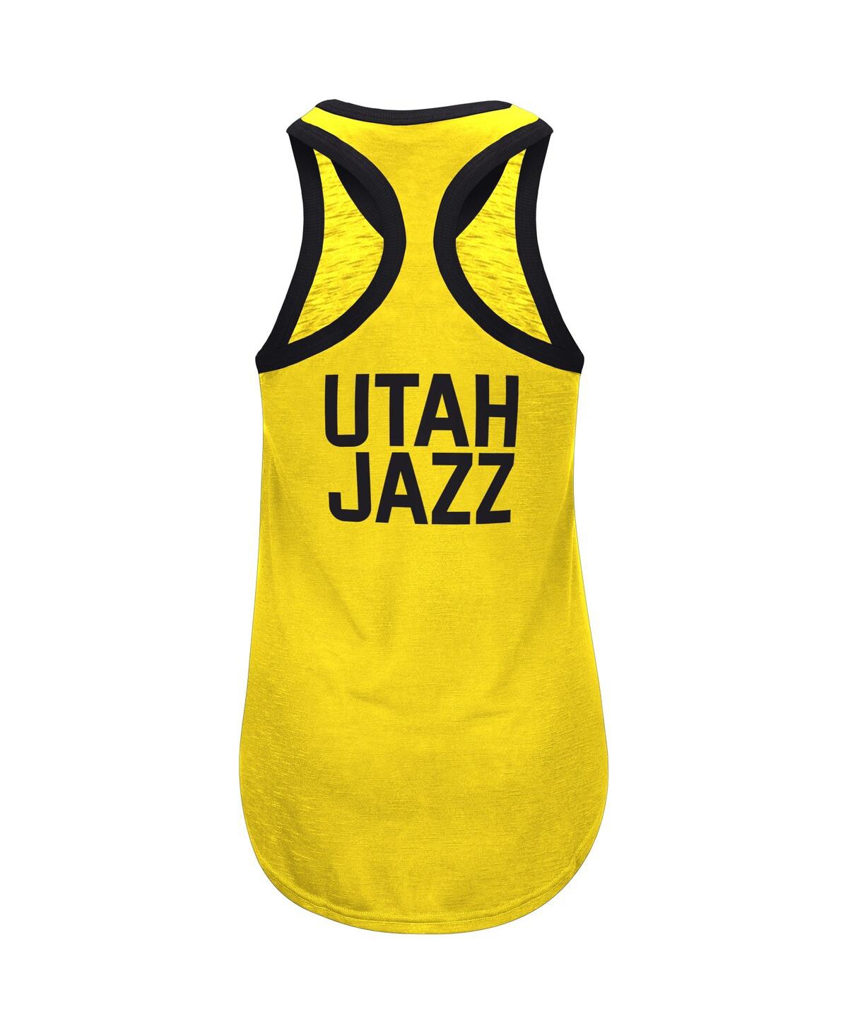 Shop G-iii 4her By Carl Banks Women's  Gold Utah Jazz Showdown Scoop-neck Racerback Tank Top