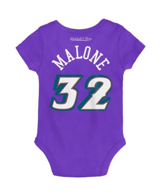 Infant Boys and Girls Karl Malone Purple Utah Jazz Hardwood Classics Name and Number Bodysuit