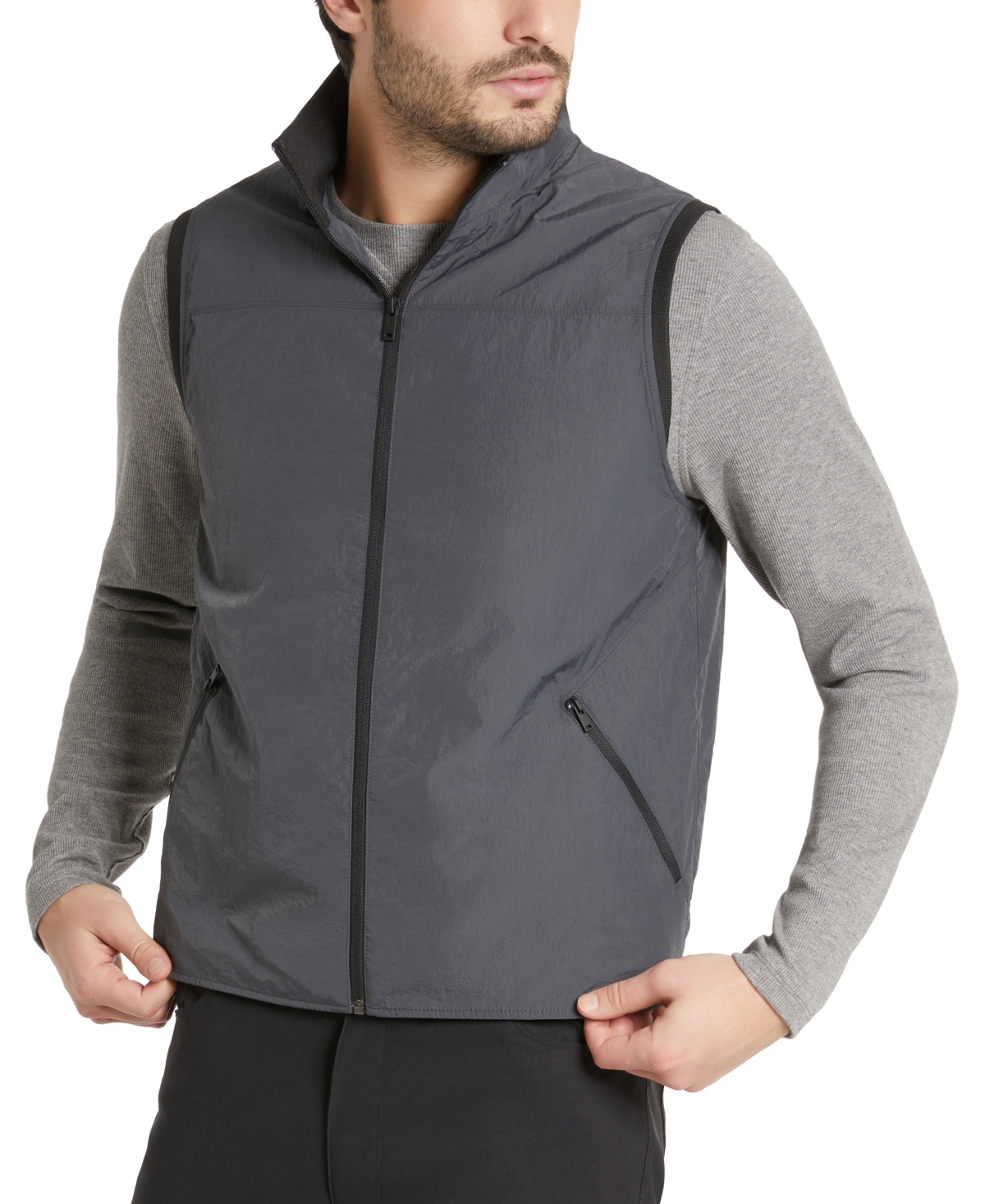 Kenneth Cole Men's Lightweight Engineered Vest In Charcoal