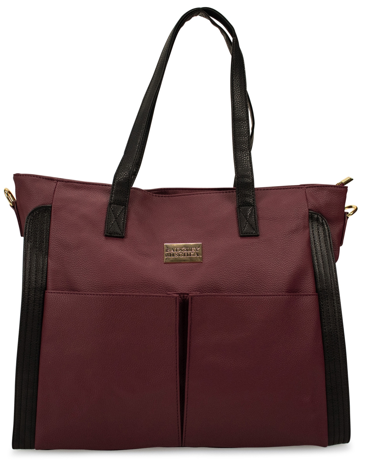Shop Badgley Mischka Rose Faux Leather Tote Weekender Carry-on In Red Wine