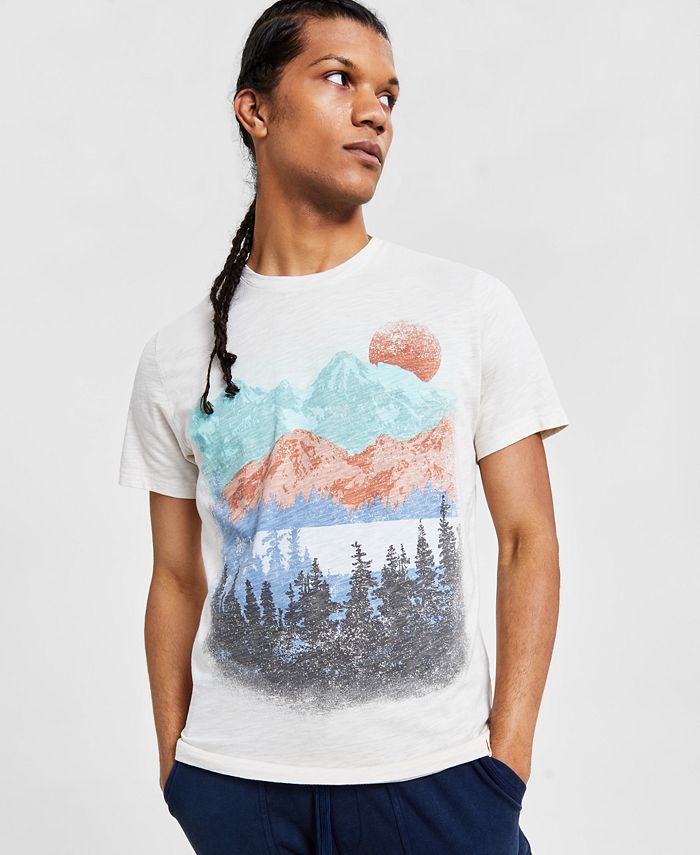 Sun + Stone Men's Regular-Fit Mountain Graphic T-Shirt, Created for ...