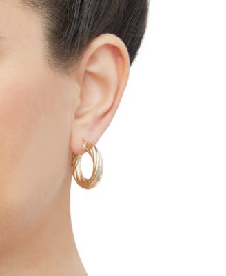 Twist Hoop Earrings in 14k Gold, 1 inch