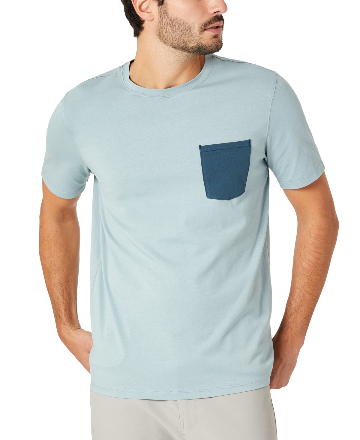Kenneth Cole Men's Contrast Pocket Short Sleeve T-shirt In Faded Blue