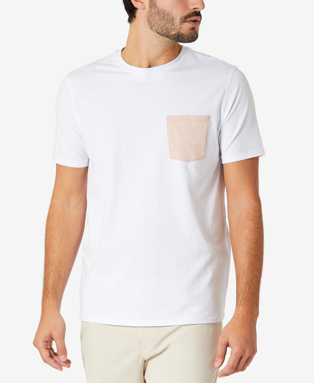 Kenneth Cole Men's Contrast Pocket Short Sleeve T-shirt In White