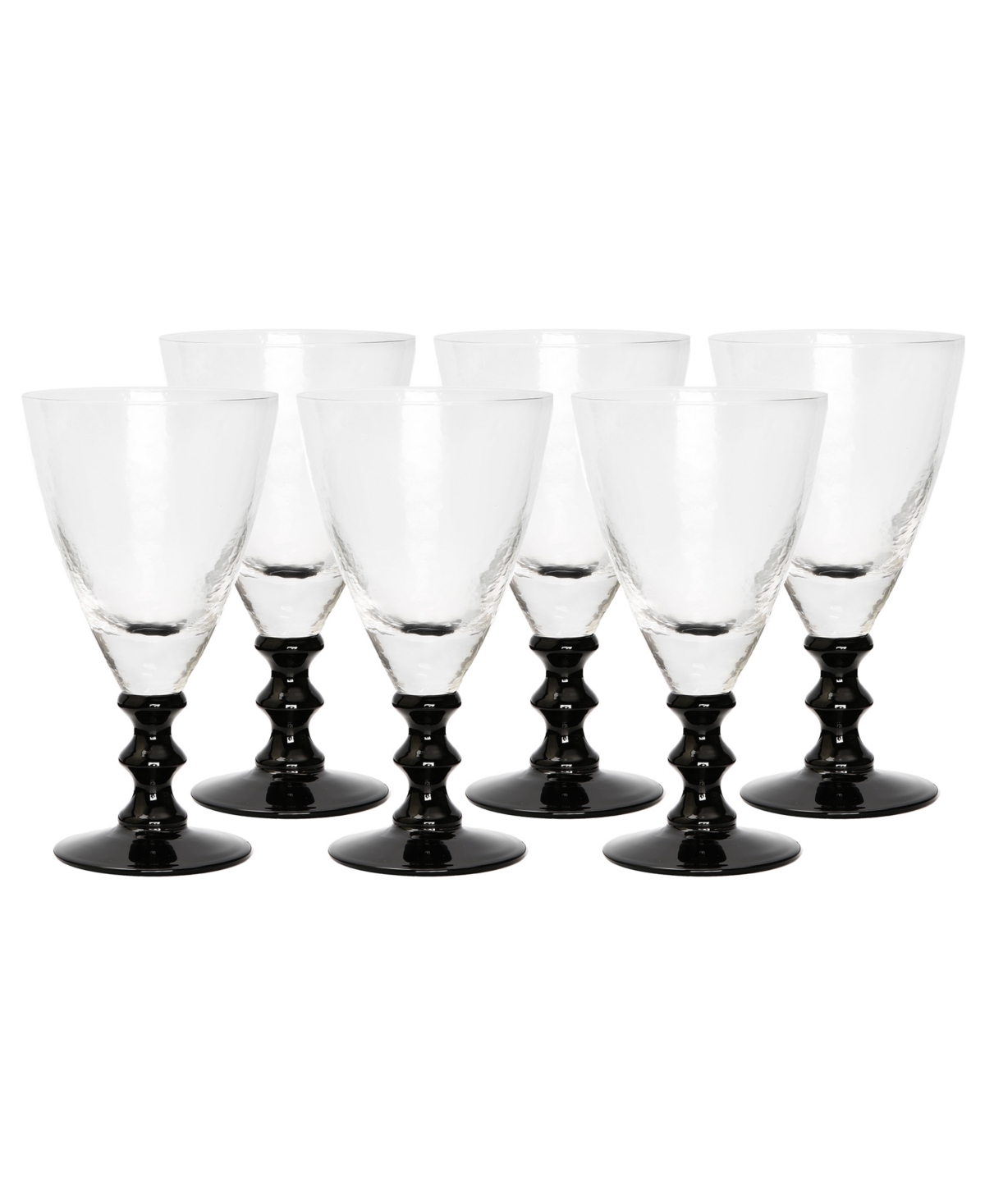Classic Touch Black Stemmed Water Glasses, Set Of 6
