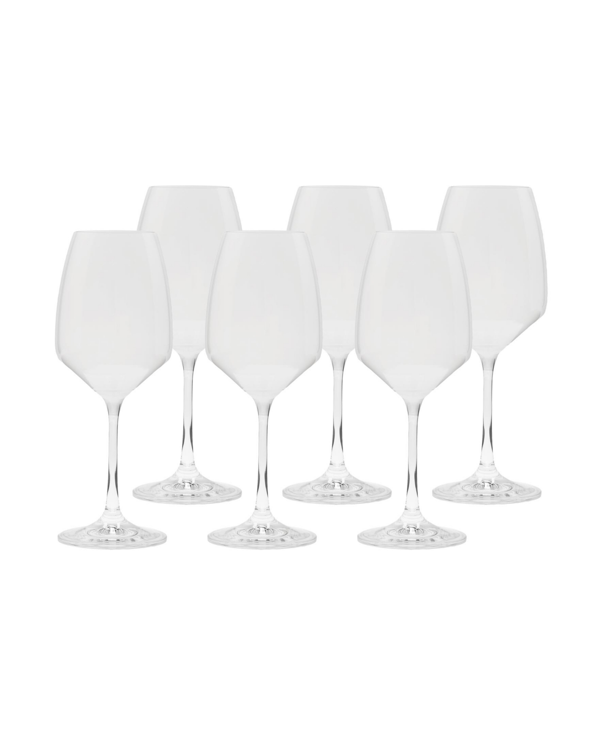 Classic Touch White Water Glasses With Stem 9.5", Set Of 6