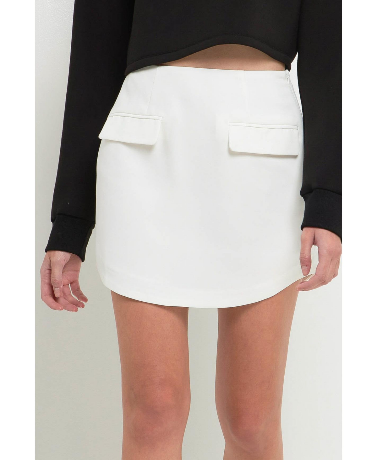 Grey Lab Women's Curved Opening Mini Skirt