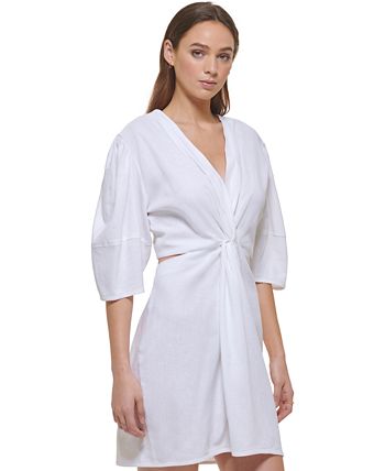 TWIST FRONT CUT OUT LONG SLEEVE GOWN - Donna Karan