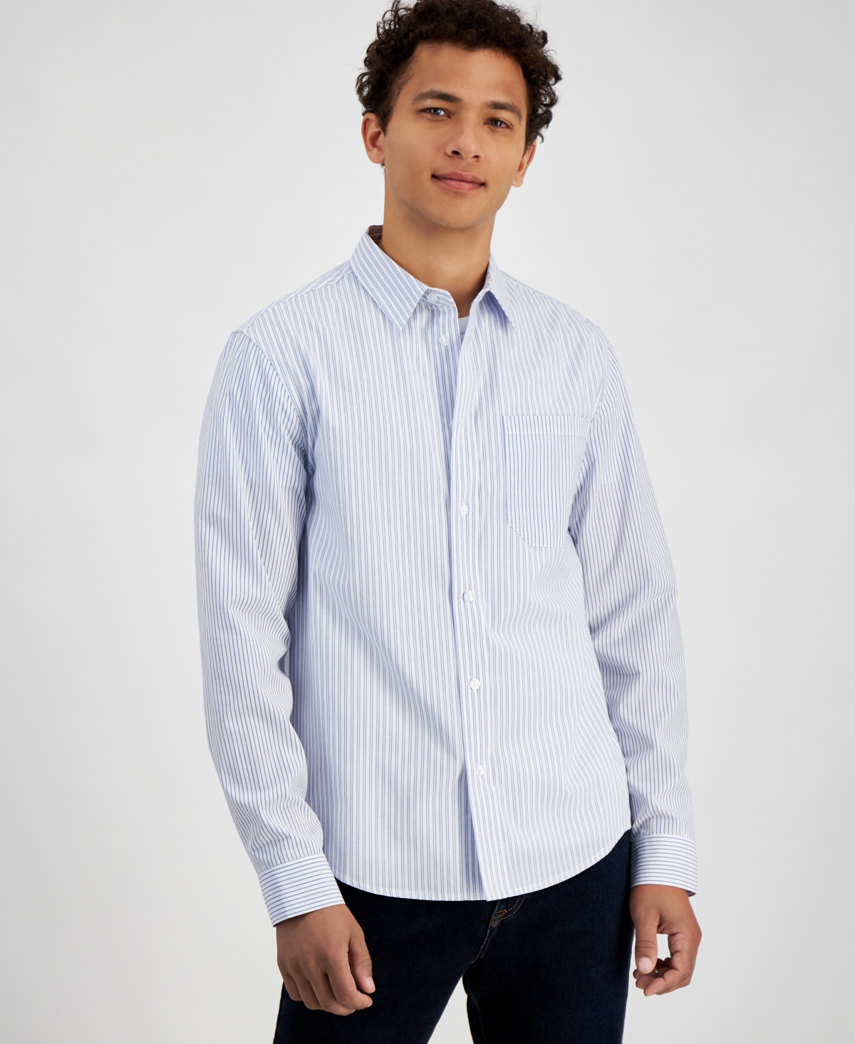 AND NOW THIS MEN'S REGULAR-FIT STRIPE BUTTON-DOWN SHIRT, CREATED FOR MACY'S