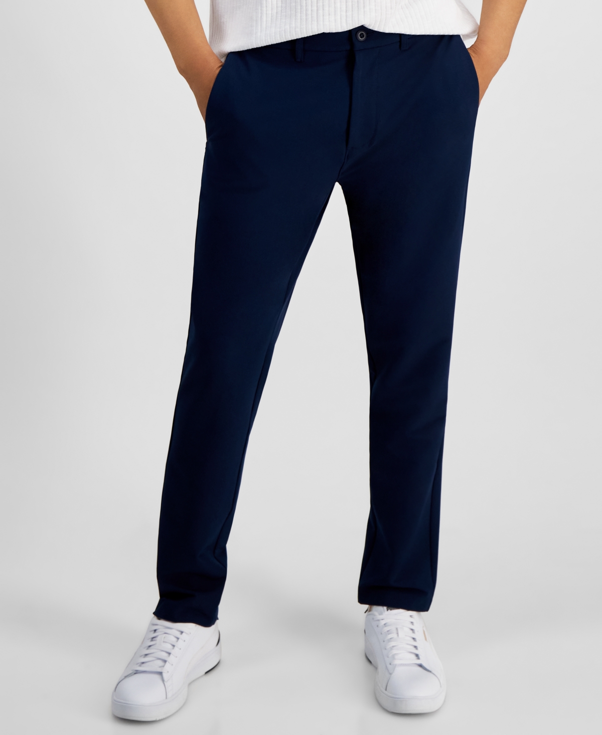 Men's Regular-Fit Stretch Tech Chino Pants, Created for Macy's - Navy