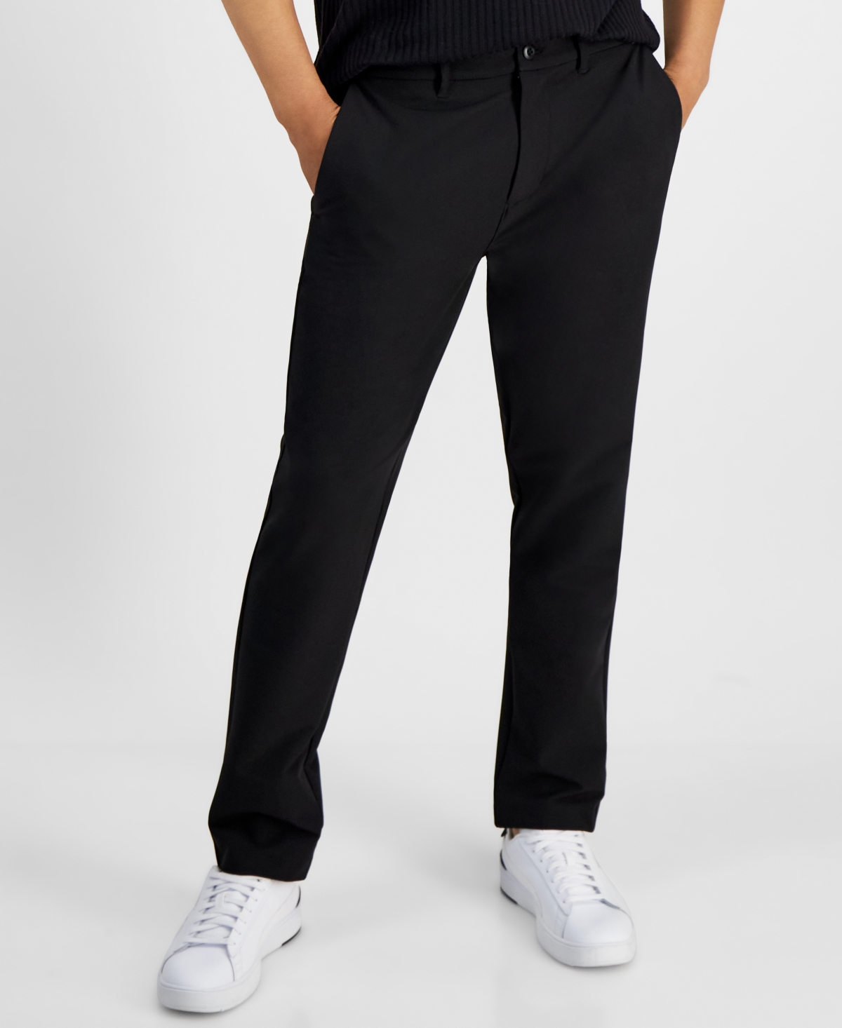 Men's Regular-Fit Stretch Tech Chino Pants, Created for Macy's - Black
