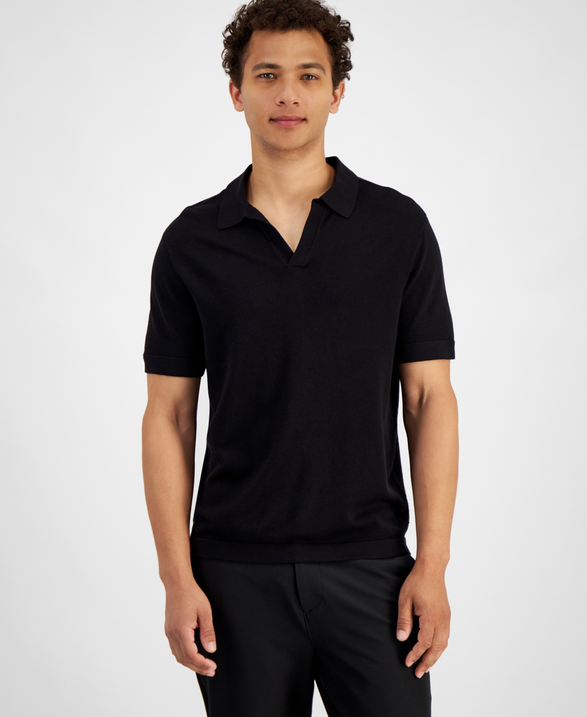 AND NOW THIS MEN'S REGULAR-FIT OPEN COLLAR SWEATER-KNIT POLO SHIRT, CREATED FOR MACY'S