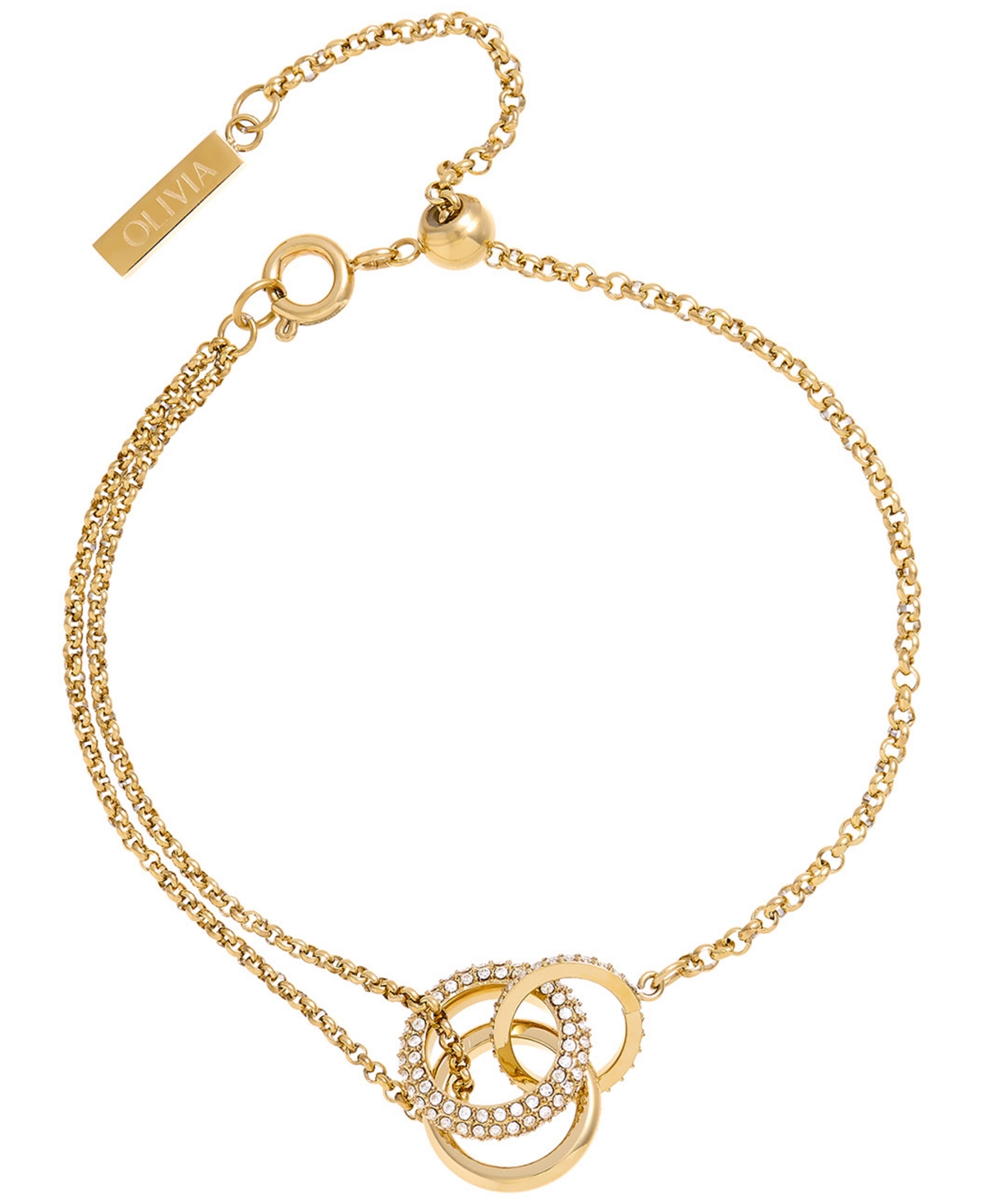 Olivia Burton 18k Gold-plated Crystal Interlink Bracelet In Gold-tone