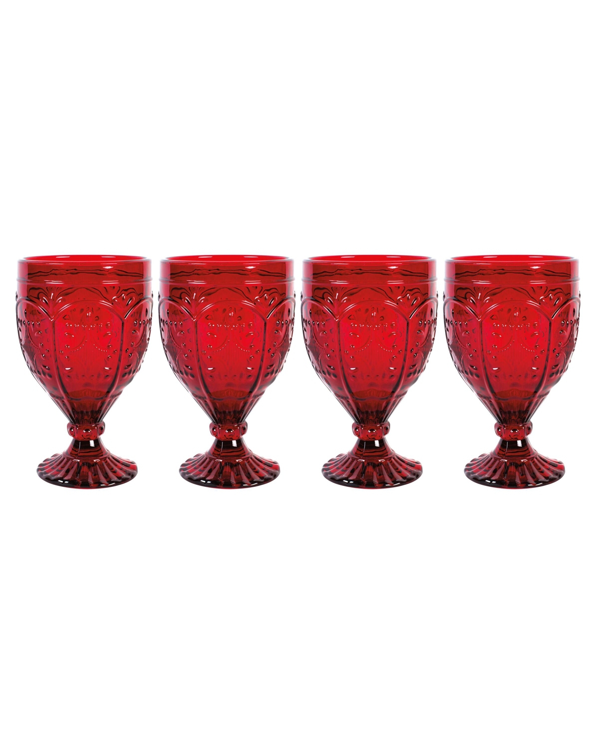 Fitz And Floyd Trestle 12-oz Goblet Glasses 4-piece Set In Red