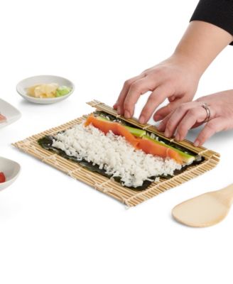 Helen’s Asian Kitchen Sushi Rolling Set, Includes 2 Sushi Mats 2 Rice Paddles and 10-Pair Silk Wrapped Bamboo Chopsticks