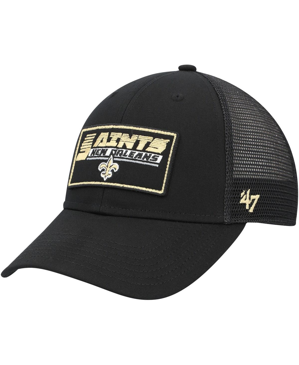 47 Brand Kids' Big Boys And Girls ' Black New Orleans Saints Levee Mvp Trucker Adjustable Hat