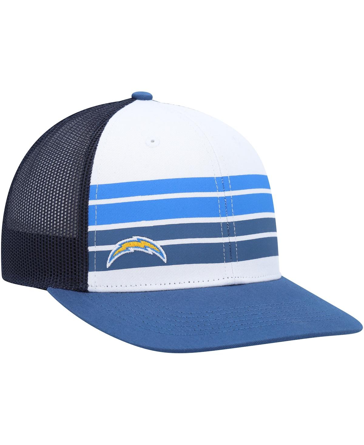 47 Brand Kids' Big Boys And Girls ' White, Blue Los Angeles Chargers Cove Trucker Snapback Hat In White,blue