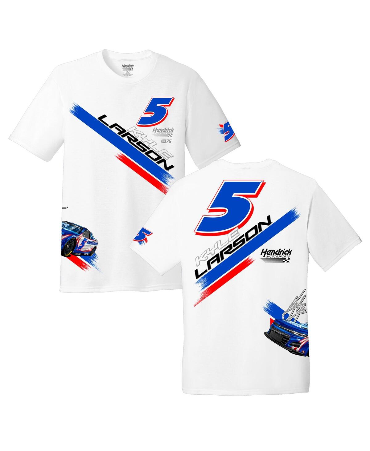 Men's Hendrick Motorsports Team Collection White Kyle Larson Four-Spot Car T-shirt - White