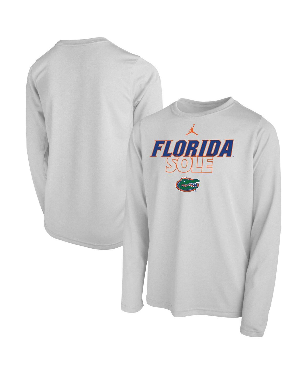 Jordan Kids' Big Boys And Girls  Brand White Florida Gators 2023 On Court Sole Bench T-shirt