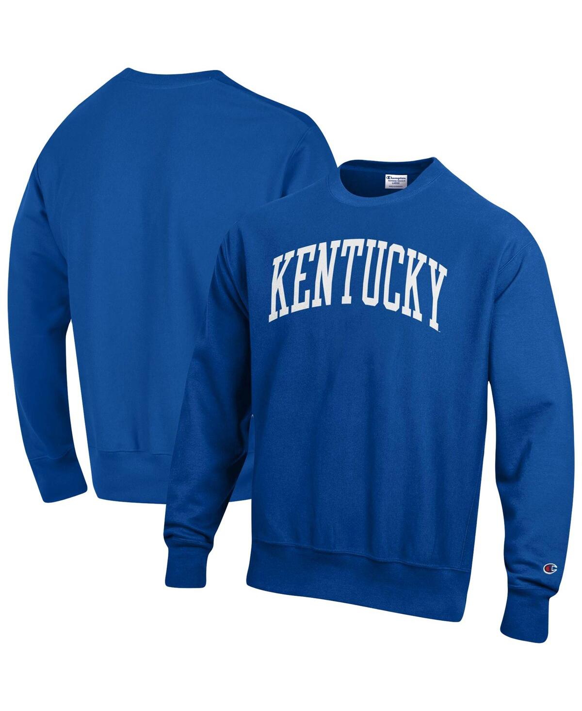 Shop Champion Men's  Royal Kentucky Wildcats Arch Reverse Weave Pullover Sweatshirt